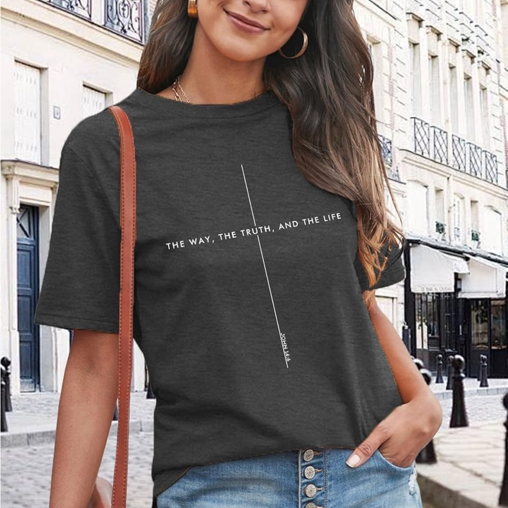 Women's Christian T-Shirt Cross Shirt - Picture 4 of 5